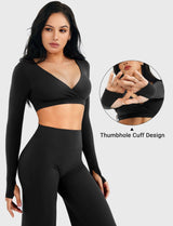 DICORYA — Crop top col V manches longues