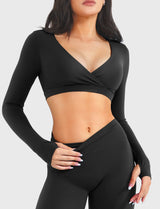DICORYA — Crop top col V manches longues