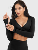 DICORYA — Crop top col V manches longues