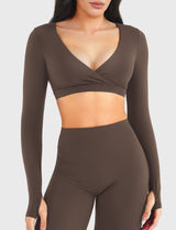 DICORYA — Crop top col V manches longues