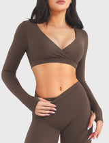 DICORYA — Crop top col V manches longues