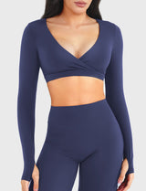 DICORYA — Crop top col V manches longues