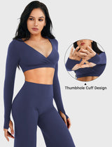 DICORYA — Crop top col V manches longues